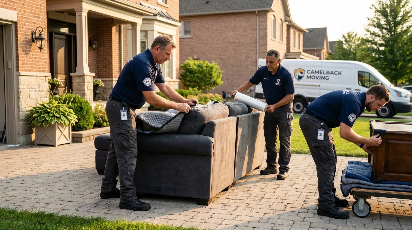 Large estate moving crew wrapping furniture in Elwood, IL